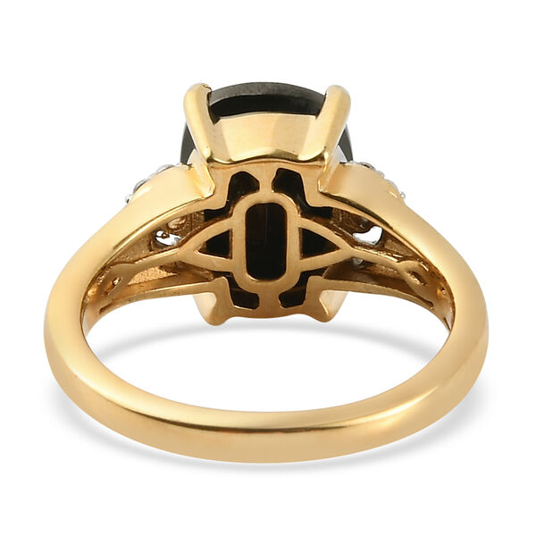 Elite Shungit und Zirkon Ring 925 Silber vergoldet  ca. 2,09 ct image number 6