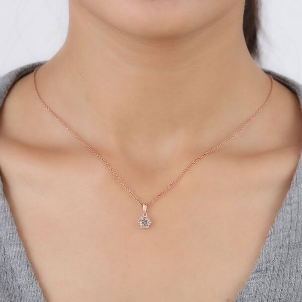 Nat&uuml;rlicher Champagner Diamant-Anh&auml;nger, zertifiziert, 375 Ros&eacute;gold ca. 0,50 ct image number 2