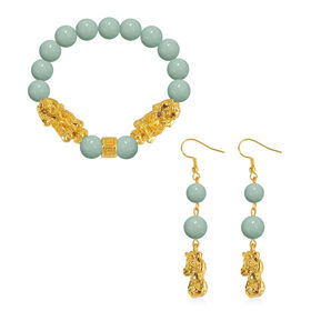 2er Set - Mehrfarbiger Amazonit Armband und Ohrringe, ca. 110.00 ct