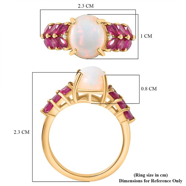 AA nat&uuml;rlicher, &auml;thiopischer Welo Opal, Zirkon und afrikanischer Rubin-Ring - 3,12 ct. image number 8