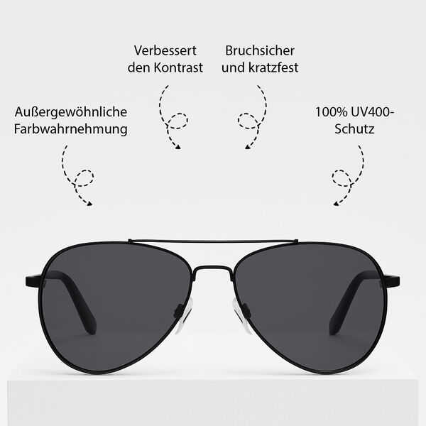 SOLE UND LUCE Swiss Eyewear Sonnenbrille, Ultra Polarisierte Gl&auml;ser, UV400 Schutz, Matt Schwarz image number 2