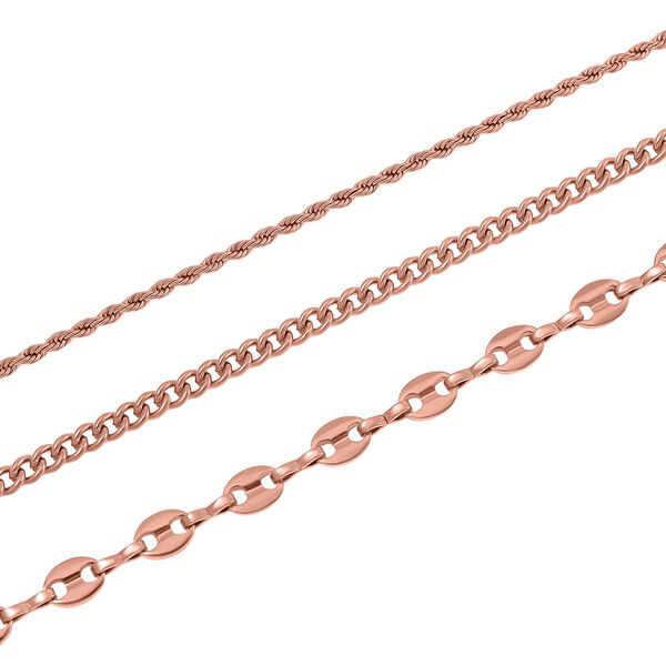 3er Set - Sehr Schick und Trendy Halsketten, Chirurgen-316L Edelstahl rosèfarben image number 3