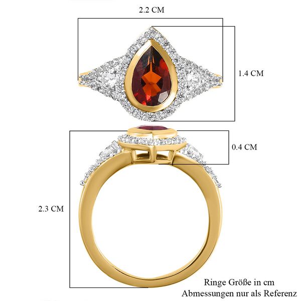 Kirschcitrin und wei&szlig;er Zirkon Ring, 925 Silber vergoldet, ca. 1.85 ct image number 7