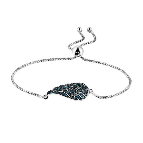 Blaues Diamant-Armband, 925 Silber platiniert, 0,20 ct. image number 0