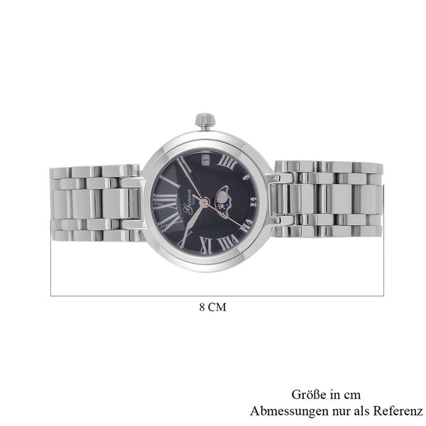 GENOA - Uhr mit japanischem Uhrwerk und blauem Sonnenschliff-Zifferblatt,  Reiner Edelstahl, 20 cm image number 8