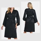 LA MAREY Signature - Kimono lang aus 100% Maulbeerseide, Einheitsgröße, Schwarz