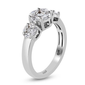 LUSTRO STELLA Hergestellt mit ZIRKONIA Ring 925 Silber Platin-&Uuml;berzug (Gr&ouml;&szlig;e 20.00) ca. 1,31 ct