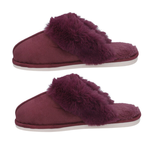 Wildleder Kunstfell Hausschuhe, Gr&ouml;&szlig;e 36-37, Weinrot image number 6