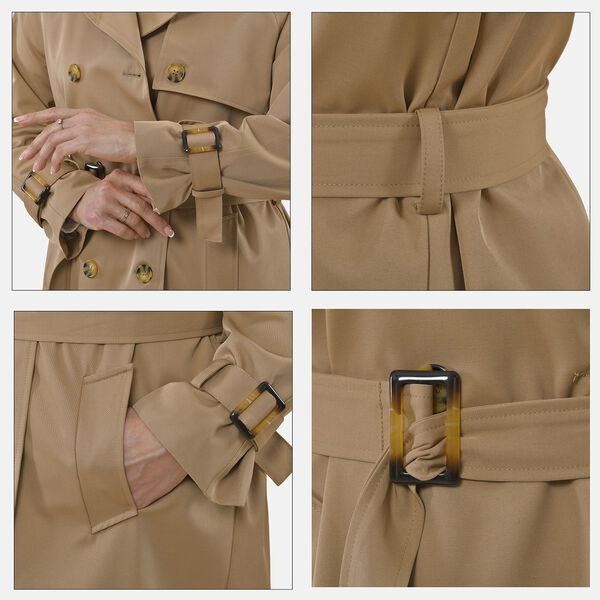 LA MAREY - Trenchcoat mit H&uuml;ftg&uuml;rtel, L, Khaki image number 8