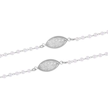 Kunststoff Perle, Wei&szlig;er Kristall Halskette ca. 75 cm Messing