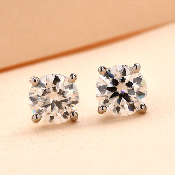 88 Facetten Moissanit Ohrringe, 925 Silber platiniert ca. 0,87 ct image number 2