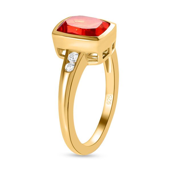 Padparadscha Triplett Quarz und wei&szlig;er Zirkon-Ring, 925 Silber vergoldet (Gr&ouml;&szlig;e 17.00) ca. 2,62 ct image number 5