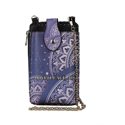 Boho Stil Crossbody Handytasche, Größe 18x10,5 cm, Dunkelblau image number 0