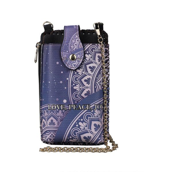 Boho Stil Crossbody Handytasche, Gr&ouml;&szlig;e 18x10,5 cm, Dunkelblau