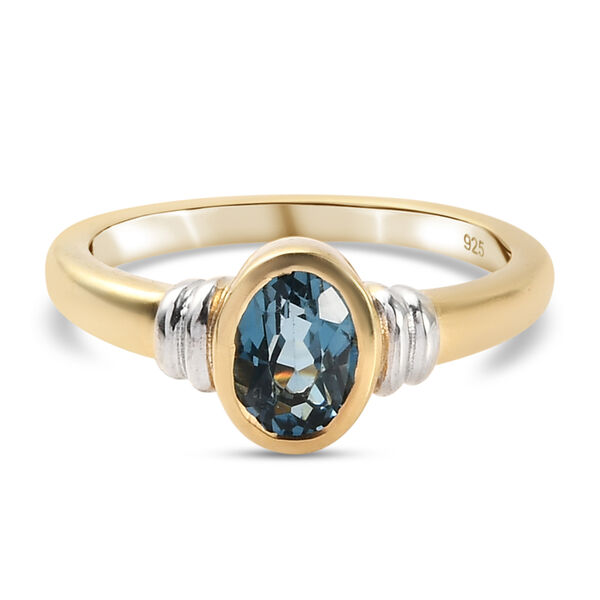 London Blau Topas Ring 925 Silber Bicolor  ca. 0,99 ct