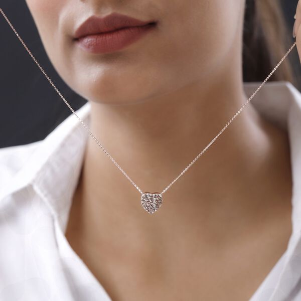 GP Heart Kollektion - Champagner Diamant und blauer Saphir-Anh&auml;nger mit 50cm Kette - 0,33 ct. image number 2