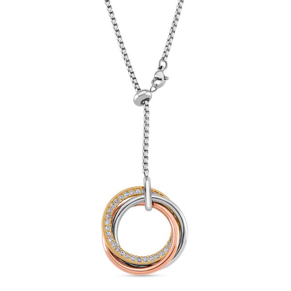 Dreifarbige wei&szlig;e Kristall Halskette und Ohrringe image number 7