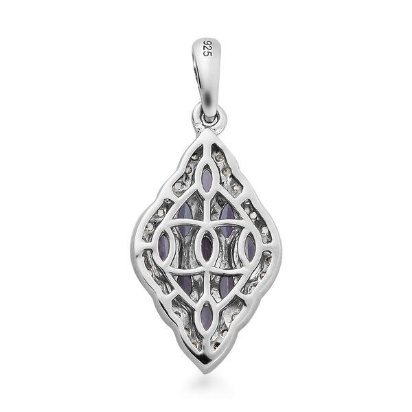 Tansanit und wei&szlig;er Zirkon-Anh&auml;nger, 925 Silber platiniert ca. 1,99 ct image number 5
