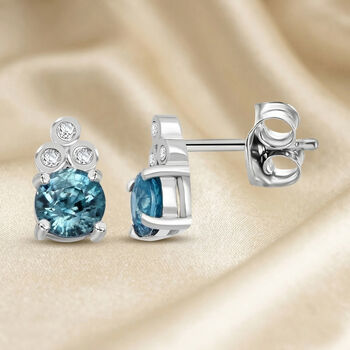 D'Joy AA blaue und wei&szlig;e Zirkon Ohrringe - 1,70 ct.
