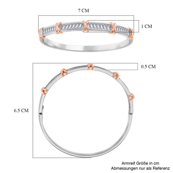 Designer-Stil - Weißer Zirkonia Armreif ca. 19 cm, bicolor image number 6