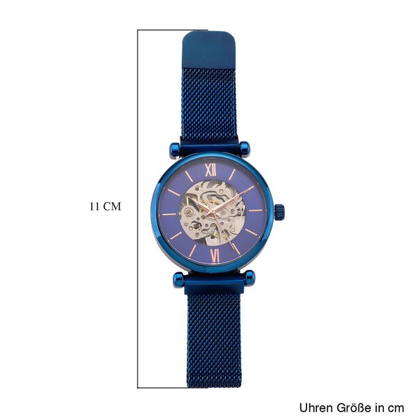 GENOA TIME V2 Automatik-Mechanische Uhr, weißes Sonnenschliff-Zifferblatt, Wasserdicht, Blau image number 7