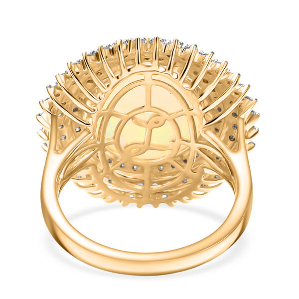 AAAA natürlicher, äthiopischer Welo Opal, Padparadscha Saphir und Diamant Ring in 585 Gold - 6 ct. image number 5