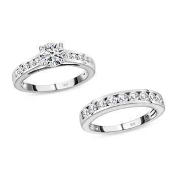 Funkelnde K&ouml;nigin- 2er-Set Moissanit Ringe- 1,46 ct.