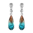 Aqua Terra Costa Quarz Triplett und wei&szlig;e Zirkon-Ohrringe, 925 Silber platiniert ca. 6,67 ct