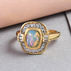 Natürlicher, äthiopischer Opal und Zirkon-Halo-Ring in Silber image number 1