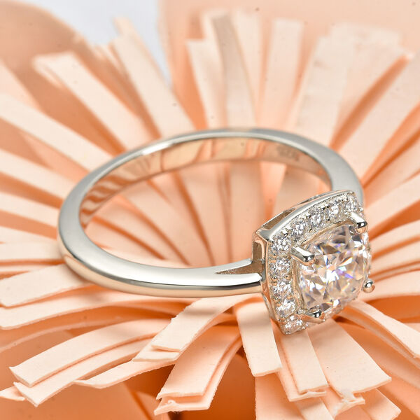 Moissanit-Ring, 925 Silber Platin  ca. 1,20 ct image number 2