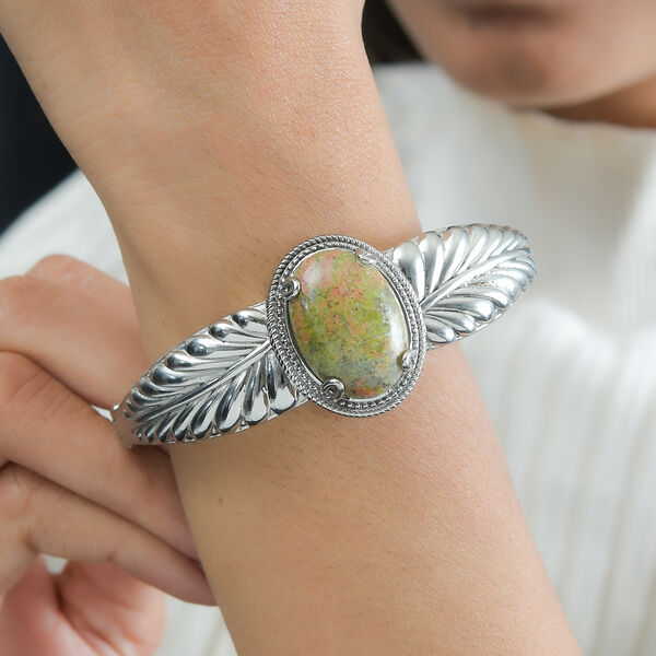 Unakite Armreif ca. 19 cm Edelstahl ca. 22,67 ct. image number 2