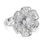 Moissanit Floraler-Design Ring, 925 Silber rhodiniert (Größe 17.00)