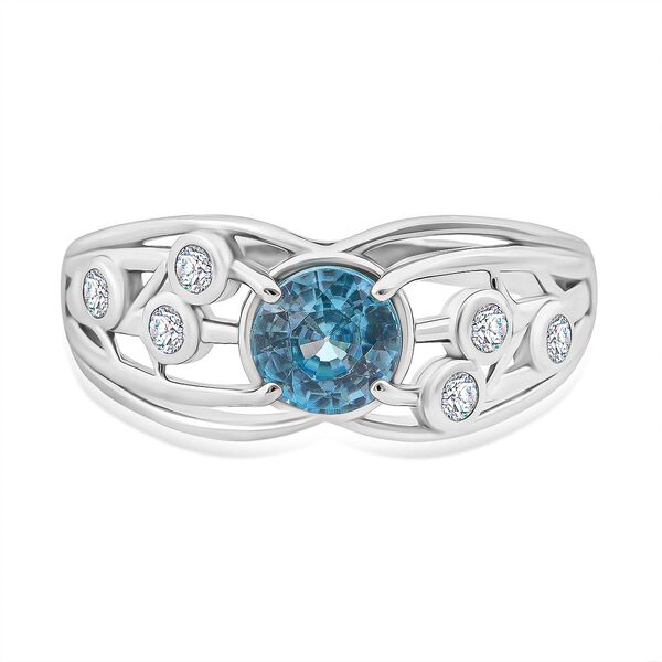 Blauer Zirkon und Moissanit Ring - 1,57 ct.