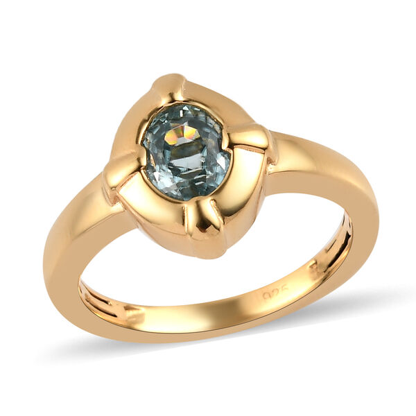 2er-Set Kambodschanischer blauer Zirkon Ring und Anh&auml;nger 925 Silber vergoldet ca. 2,62 ct image number 3