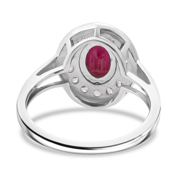 Nat&uuml;rlicher burmesischer Rubin, Wei&szlig;er Zirkon Ring 925 Silber rhodiniert (Gr&ouml;&szlig;e 18.00) ca. 1.32 ct image number 5