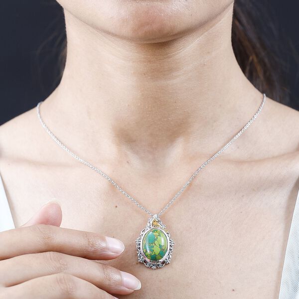 Grüner Mojave-Türkis-Anhänger mit 50cm Kette - 14,01 ct. image number 3