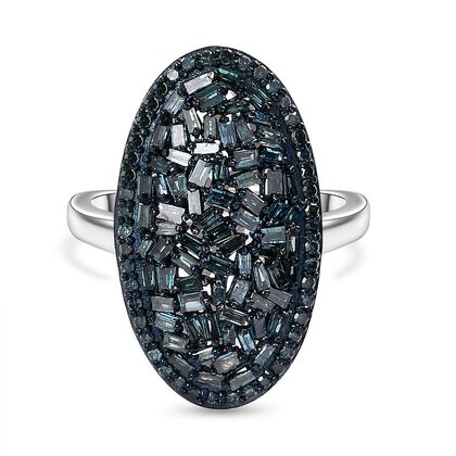 Blauer Diamant Ring 925 Silber rhodiniert (Gr&ouml;&szlig;e 19.00) ca. 1.00 ct