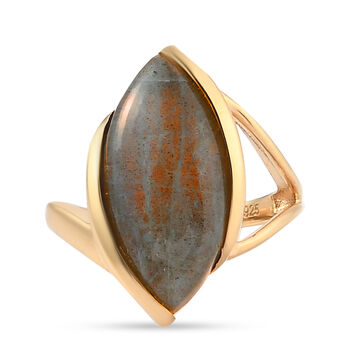 Feuer Labradorit Ring 925 Silber vergoldet (Gr&ouml;&szlig;e 16.00) ca. 8,14 ct