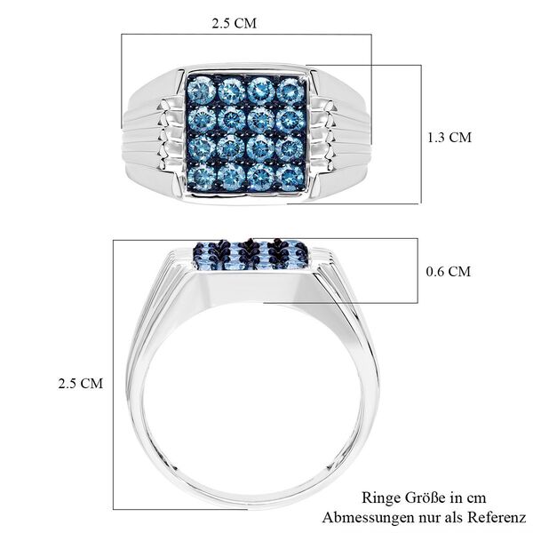 LUXURIANT DIAMOND - Lab Grown Blauer Diamant SI-GH SGL zertifiziert Ring 925 Silber rhodiniert (Gr&ouml;&szlig;e 18.00) ca. 1.00 ct image number 4