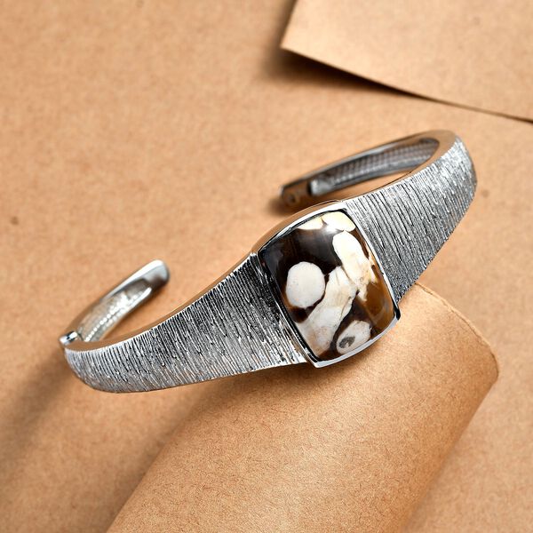 Der Schimmer der Natur - Erdnuss Holz Jaspis Armreif ca. 19 cm Edelstahl ca. 18.42 ct image number 1