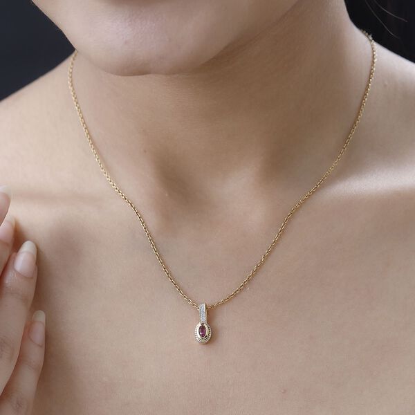 Ouro Fino Rubellit, Wei&szlig;er Zirkon Anh&auml;nger 925 Silber Gelbgold Vermeil ca. 0.29 ct image number 2