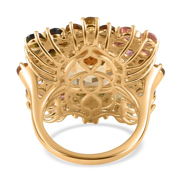 Citrin, Mehrfarbig-Turmalin Ring 925 Silber Gelbgold Vermeil (Größe 21.00) ca. 12,48 ct image number 6