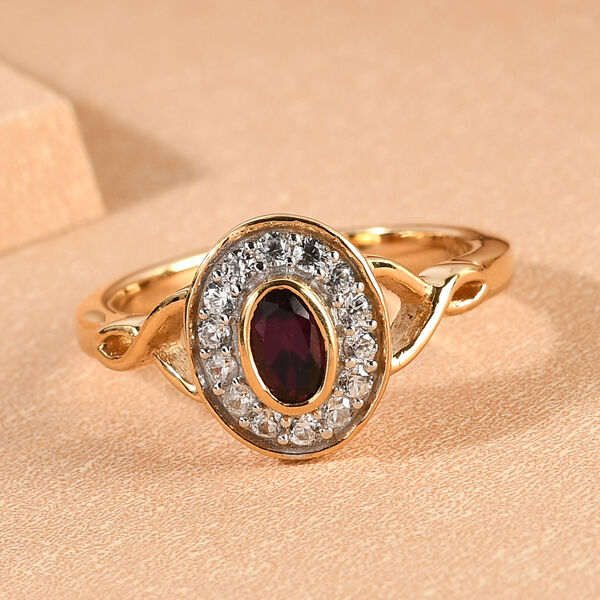 Anthill Granat und Zirkon-Ring, 925 Silber vergoldet  ca. 0,57 ct image number 2