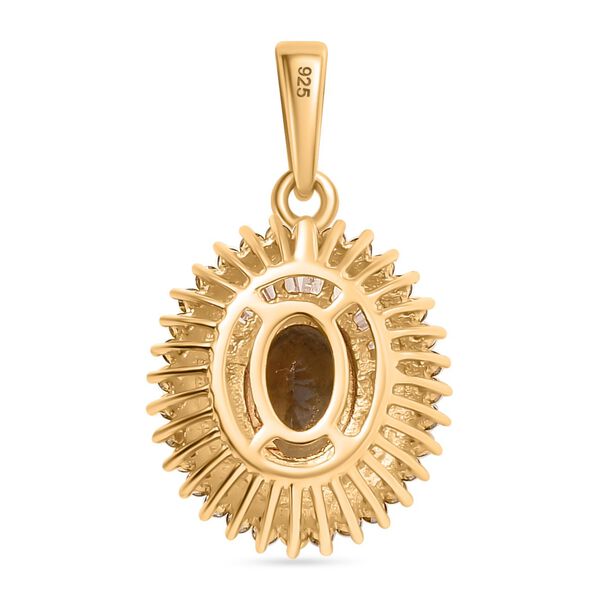 AA Nat&uuml;rlicher goldener Tansanit, gelber und wei&szlig;er Diamant-Anh&auml;nger - 1,11 ct. image number 7