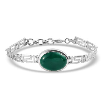 Gr&uuml;ner Onyx Armband ca. 19 cm Messing platiniert ca. 15,62 ct