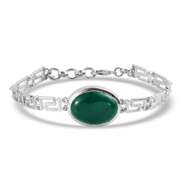 Gr&uuml;ner Onyx Armband ca. 19 cm Messing platiniert ca. 15,62 ct image number 0