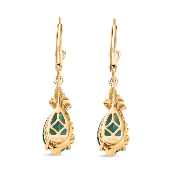 D’joy Pfau Quarz Triplette, Weißer Zirkon Ohrringe 925 Silber 750 Gelb Vergoldet ca. 6,59 ct. image number 4