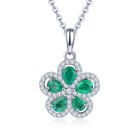 AAA Kagem sambischer Smaragd und Zirkon-Anhänger mit kette, 925 Silber rhodiniert ca. 0,96 ct