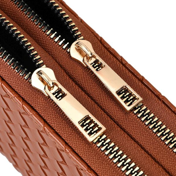 Elegantes RFID-Schutz Brieftasche in Braun mit gepr&auml;gtem Webmuster image number 6