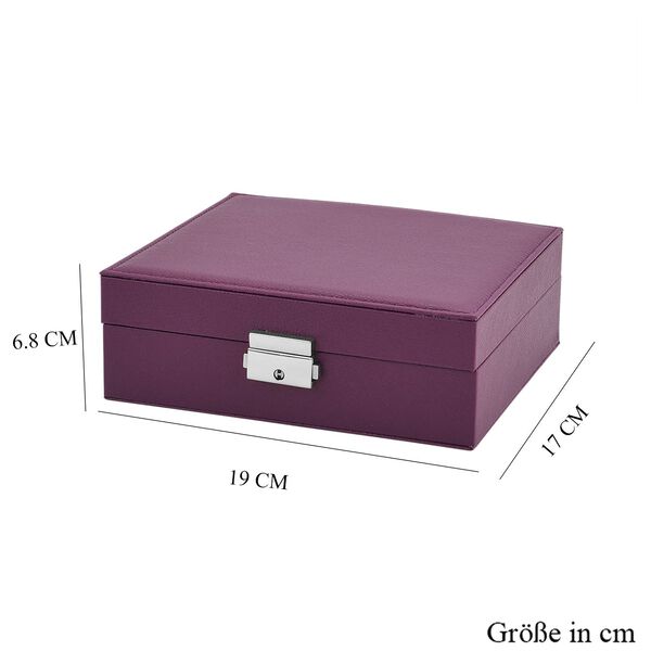 Schmuck Aufbewahrungsbox mit Haken und Fächern, 19x17x6.8 cm, Lila image number 9